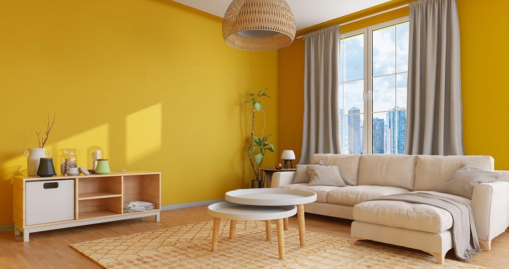 Image of Bright Yellow Modern Living Room